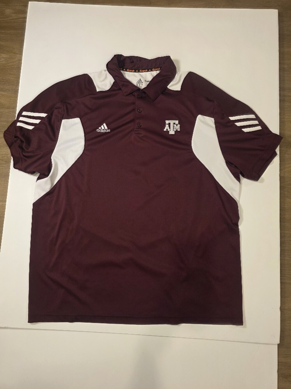 Adidas Texas A&M Aggies Climalite Polo Shirt Mens 2XL Maroon White Golf Scorch